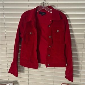 Corduroy Women's Bold Red Jean Jacket